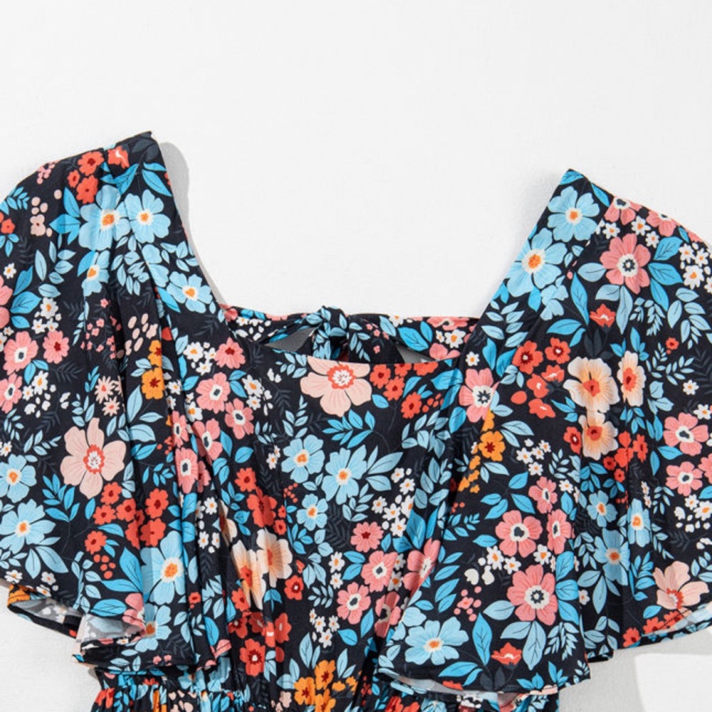 Maxi Pleated Ruffled Multicolored Sundress - Picture 5 of 5